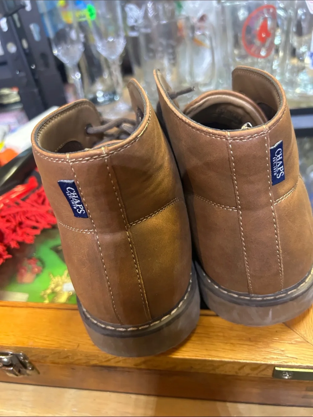 Chaps Brown Leather Chukka Boots